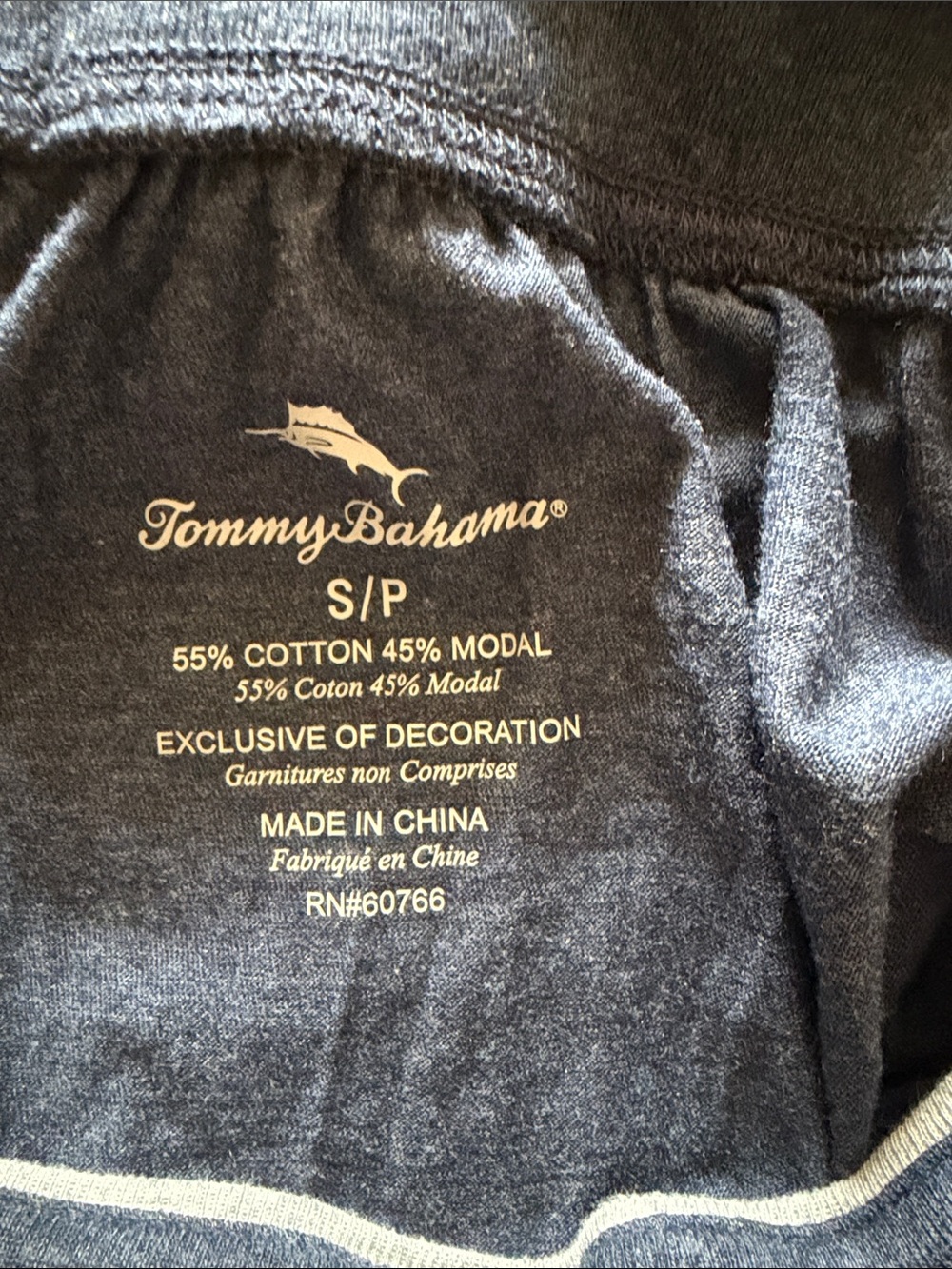 Tommy Bahama Heathered Navy  Knit Joggers/Longe Pants Unisex NWT Size S - Picture 5 of 5